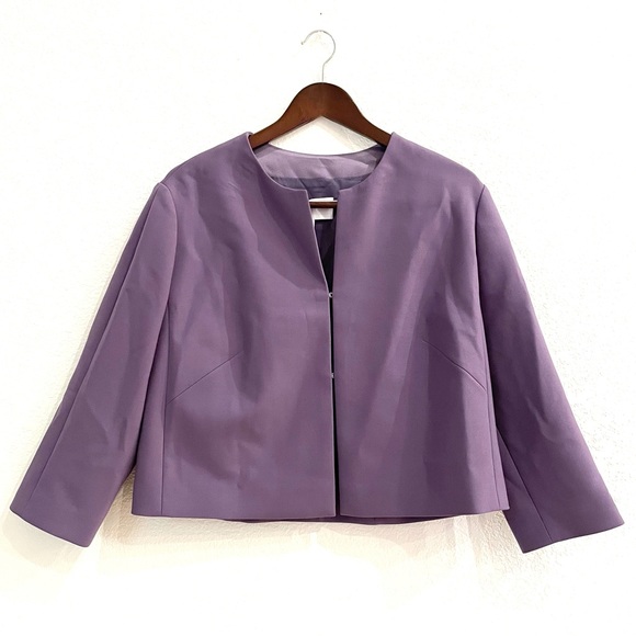 NWT Hugo Boss Purple Mauve Cropped Collarless Blazer Jacket Sz. 12 - Picture 6 of 12